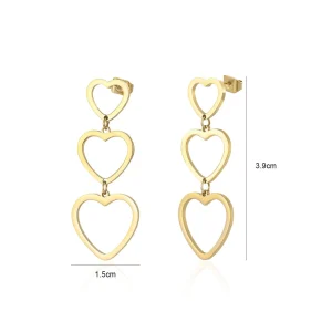 Drie hangende hartjes goud