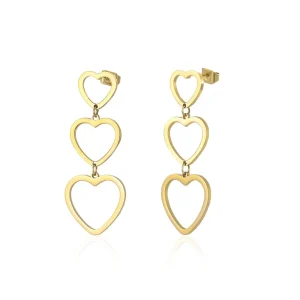 Drie hangende hartjes goud