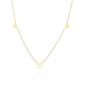 Drie hartjes ketting goud