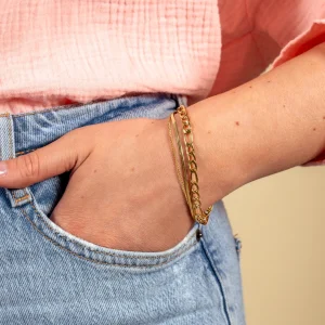 Drielaags armband goud