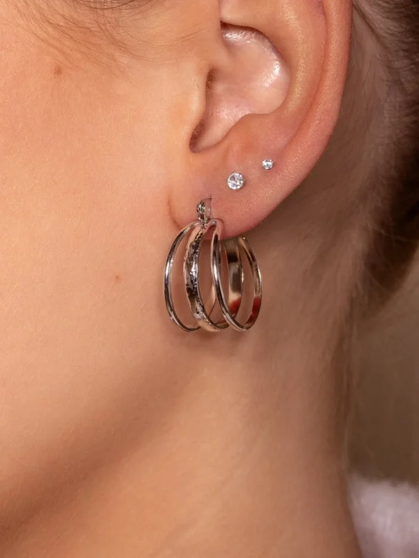 Drielaags hoops zilver