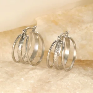 Drielaags hoops zilver