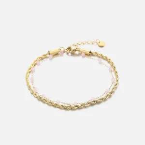 Dubbele armband roze goud
