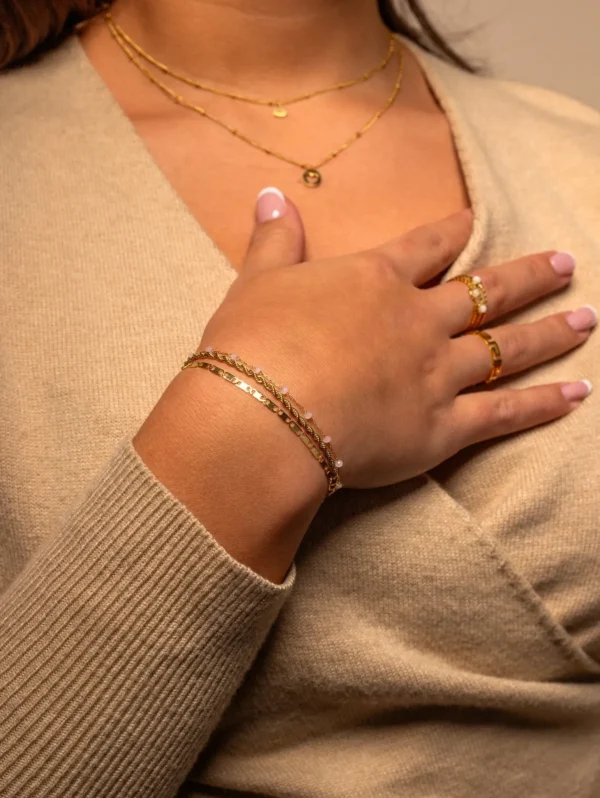 Dubbele armband roze goud