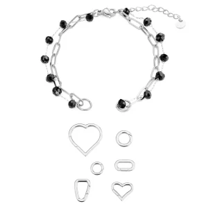 DYO Premium tweelaags armband zwart zilver