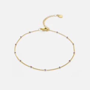Enkelband balletjes goud/paars