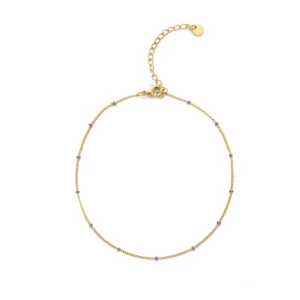 Enkelband balletjes goud/paars