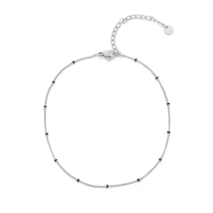 Enkelband balletjes zilver/zwart