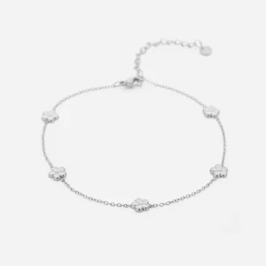 Enkelband bloementjes zilver