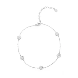 Enkelband bloementjes zilver
