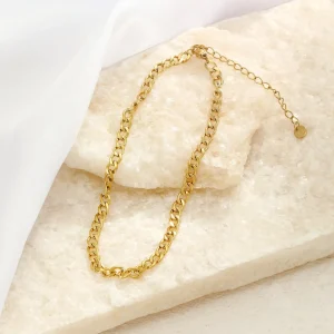 Enkelband cuban schakel goud
