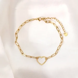 Enkelband grote hart goud