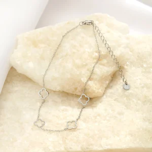 Enkelband open klaver zilver