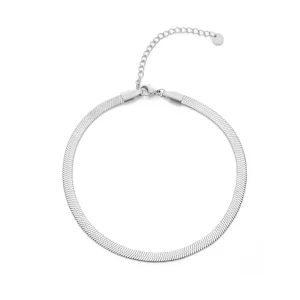 Enkelband platte schakel 4mm zilver