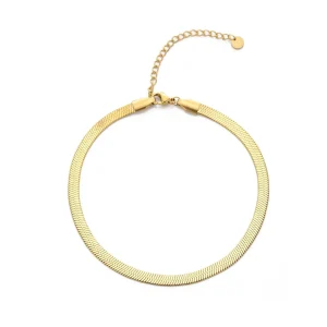 Enkelband platte schakel 4mm goud