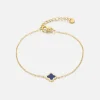 Enkelband single klaver goud/blauw