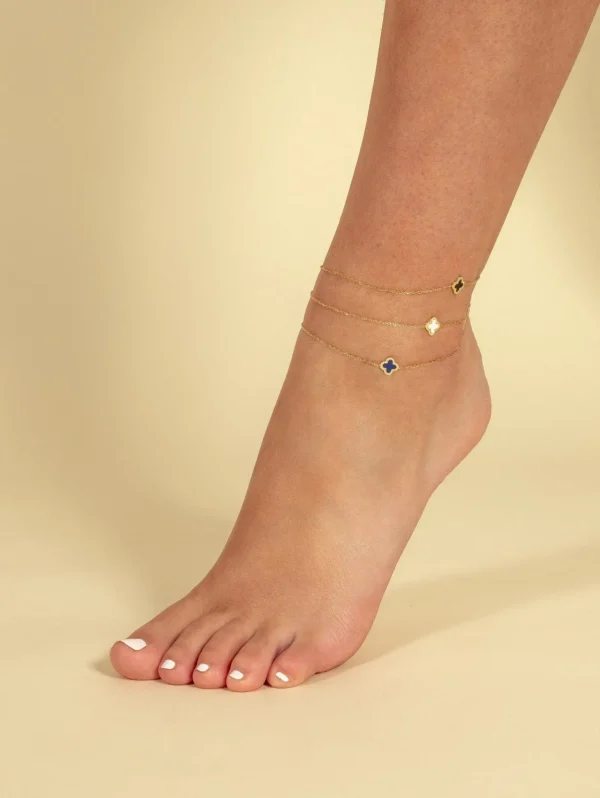 Enkelband single klaver goud/zwart