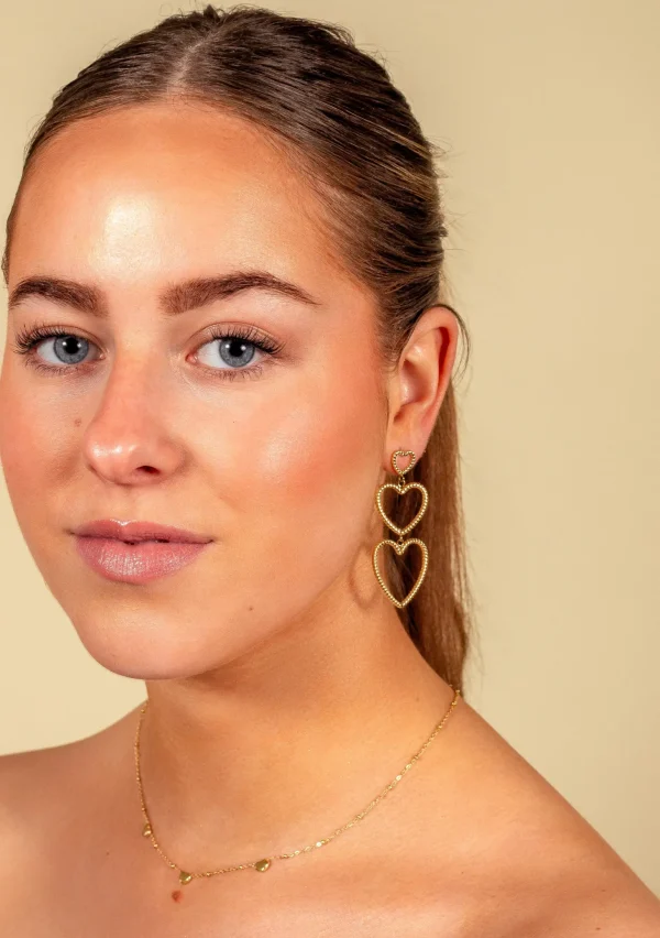 Hangende open hartjes goud