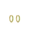 Hoops met steentjes groen/goud