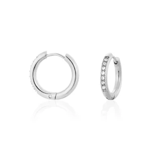 Hoops met steentjes wit/zilver