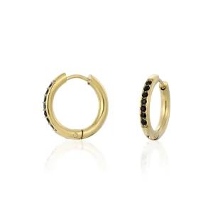 Hoops met steentjes zwart/goud