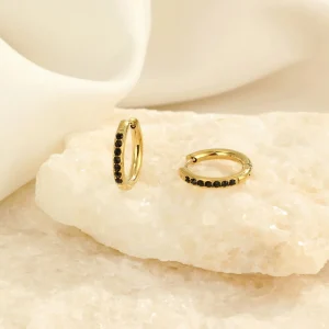 Hoops met steentjes zwart/goud