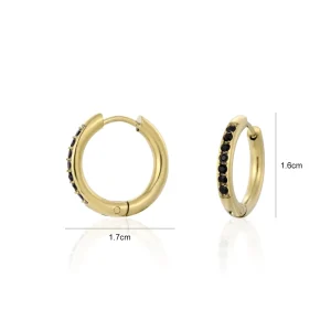 Hoops met steentjes zwart/goud