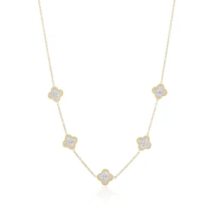 Ketting klaver steentjes goud