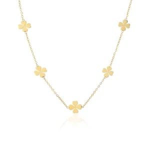 Ketting lucky klavertjes goud