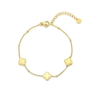 Klavertjes armband goud