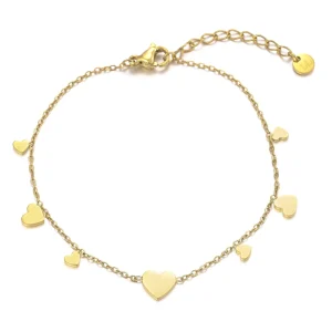 Meerdere hartjes armband goud
