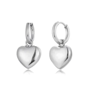 Oorbellen groot hart zilver