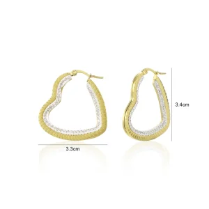 Oorbellen grote hart steentjes goud