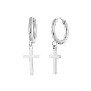 Oorbellen kruisje zilver