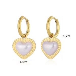 Oorbellen parel hart goud