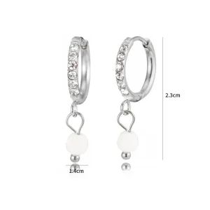 Oorring witte steentjes lux zilver