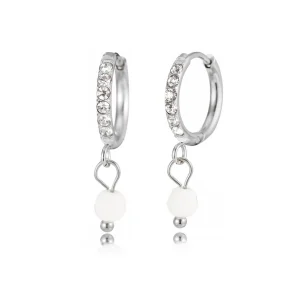 Oorring witte steentjes lux zilver
