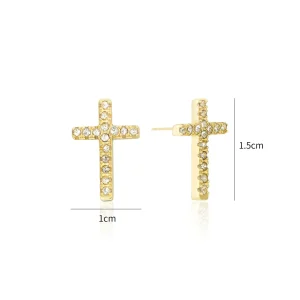 Oorsteker kruisje steentjes goud