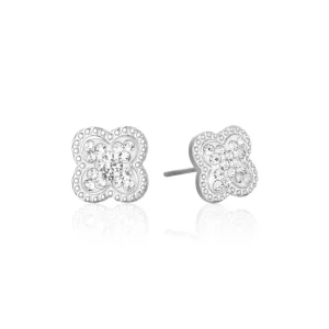 Oorstekers klaver steentjes zilver