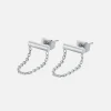 Oorstekers staafje ketting zilver