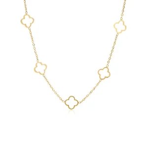 Open klaver ketting goud