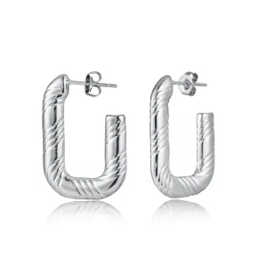 Rechthoekige oorbellen patroon zilver