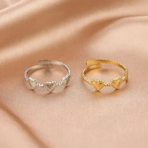 Ring drie hartjes zilver