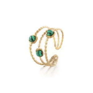 Ring three gems green goud