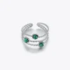 Ring three gems green zilver