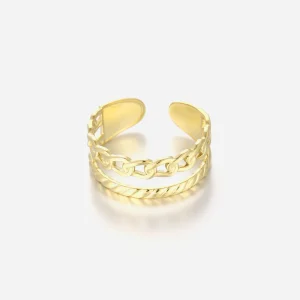 Ring tweelaags schakel goud