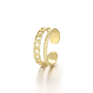 Ring tweelaags schakel goud
