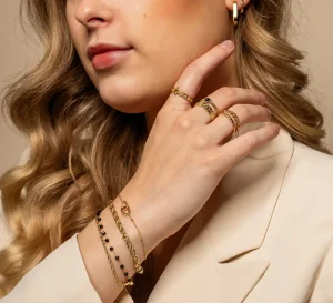 Ring tweelaags schakel goud