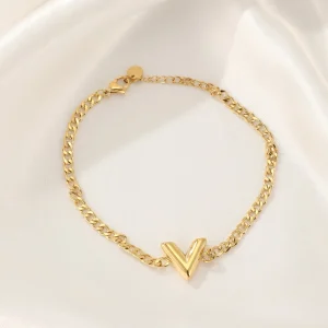 Schakelarmband V goud