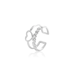 Tweelaags ring hart zilver